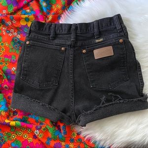 Wrangler Faded Black High Waist Cuffed Shorts